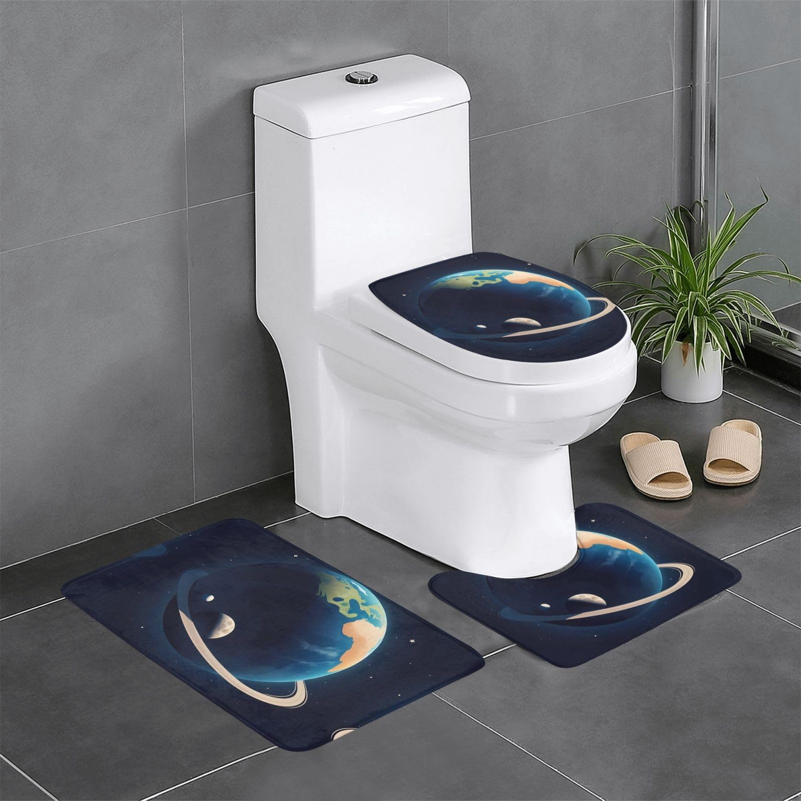 Tapis de salle de bain antidérapants lune pour décorer coiffeuse et wc