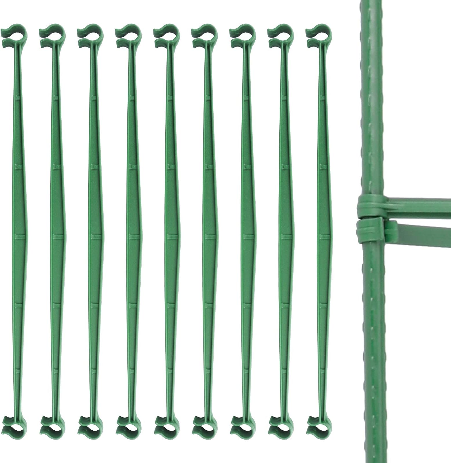 36PCS Trellis Connectors for Tomato Cage Plant Stakes Arms, Expandable Stake Arms-11.8" with 2 Buckles for Tomato Cage Attach 11mm Diameter Plant Supports Stakes