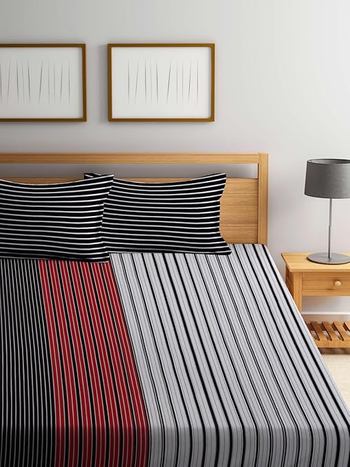 Bombay Dyeing 100% Pure Cotton California King Size BedSheet (274x274 cm or 108x108 Inch or 9x9 Foot Approx) with Two Pillow Covers