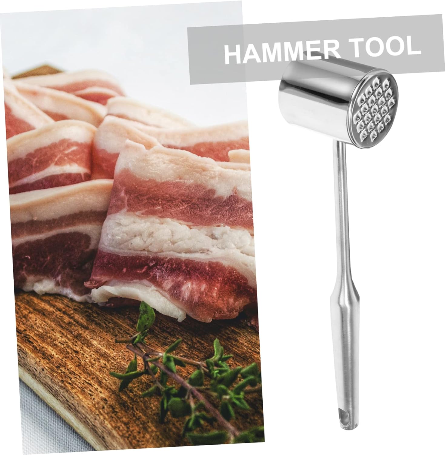 Cabilock Tenderizing Steak Hammer Meat Masher Tool Kitchen Supply Stainless Steel Meat Tenderizer Non-slip