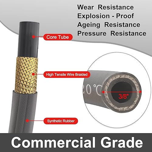 Miniatura 2 de Manguera de lavado a presión de 38 pulgadas de 100 pies, manguera de lavadora eléctrica de agua caliente y fría máx. 248 F, manguera de extensión