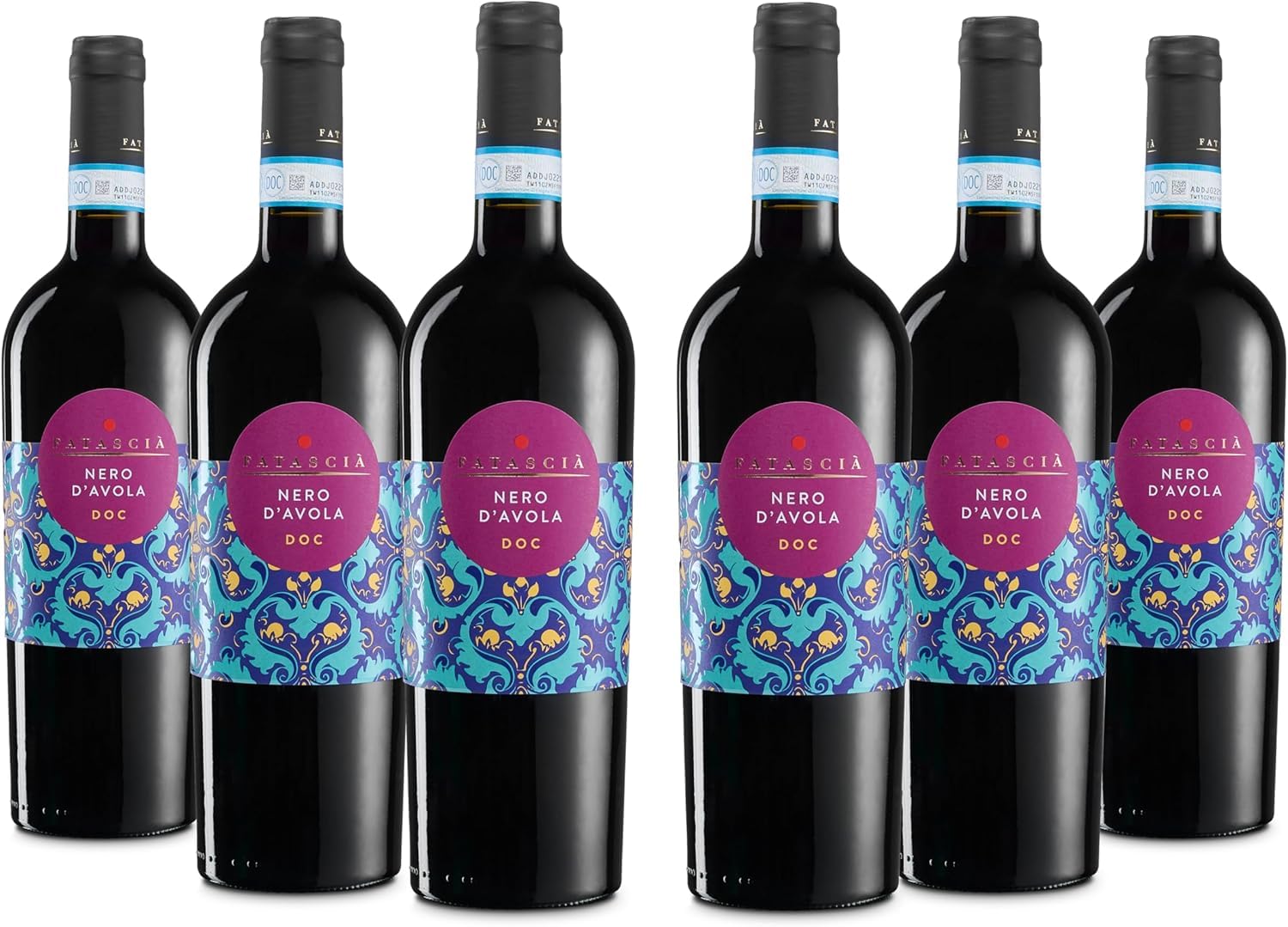 Fatascià Nero d'Avola Sicilia DOC, Rotwein mit dem Duft Roter Früchte und einem Weichen und Umhüllenden Geschmack, 14 % Vol., Karton mit 6 Flaschen mit jeweils 750 ml