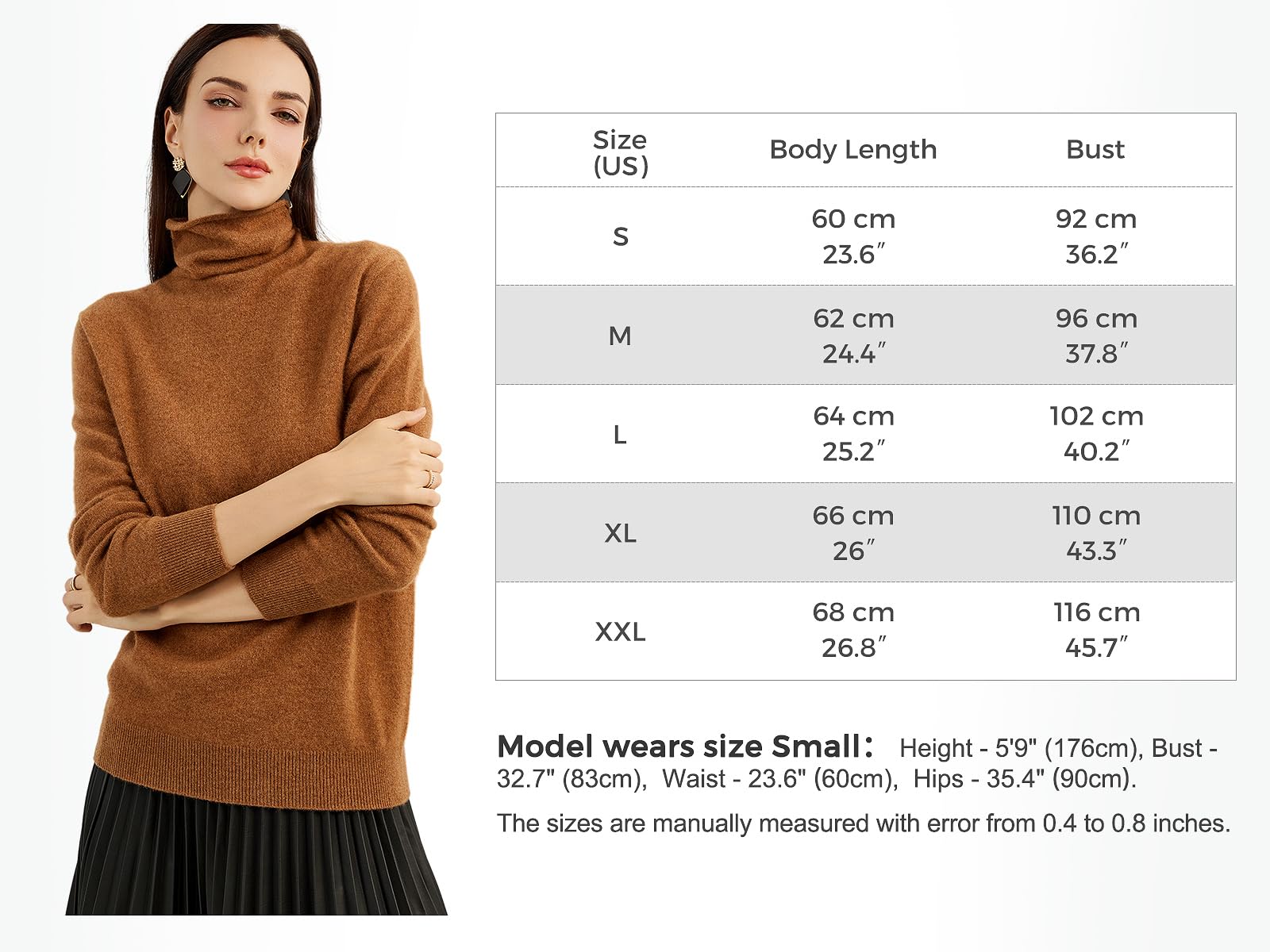 Chanyarn 100% Puro Cashmere Maglione da Donna Dolcevita Manica Lunga Caldo Morbido 2024 Autunno Inverno Maglia Pullover