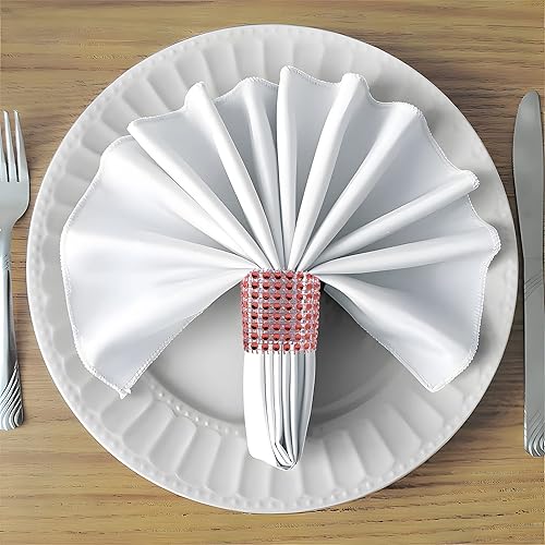 Miniatura 5 de 120 servilleteros rojos, servilleteros a granel, servilleteros de diamantes de imitación para grandes eventos, decoración de mesa, boda, fiesta,
