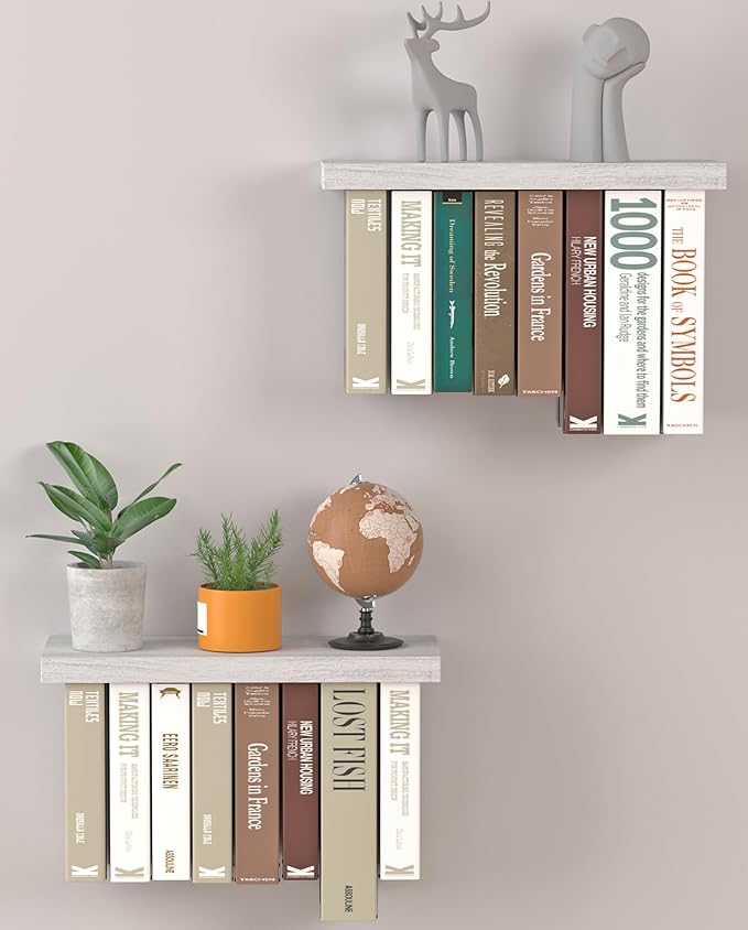 Amazon.com: Tohiasen Floating Book Shelves for Wall Mounted Set of 2 ...