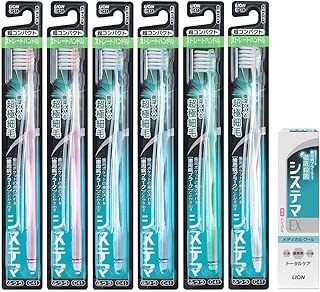 【Amazon.co.jp限定】 システマハブラシ 超コンパクト ストレートハンドル ふつう＋exハミガキ セット 6本