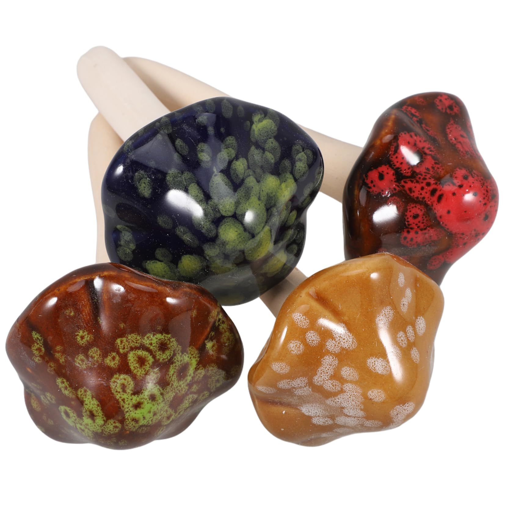 Ornements de pelouse champignons en céramique HEMOTON tuteurs plante extérieur multicolore