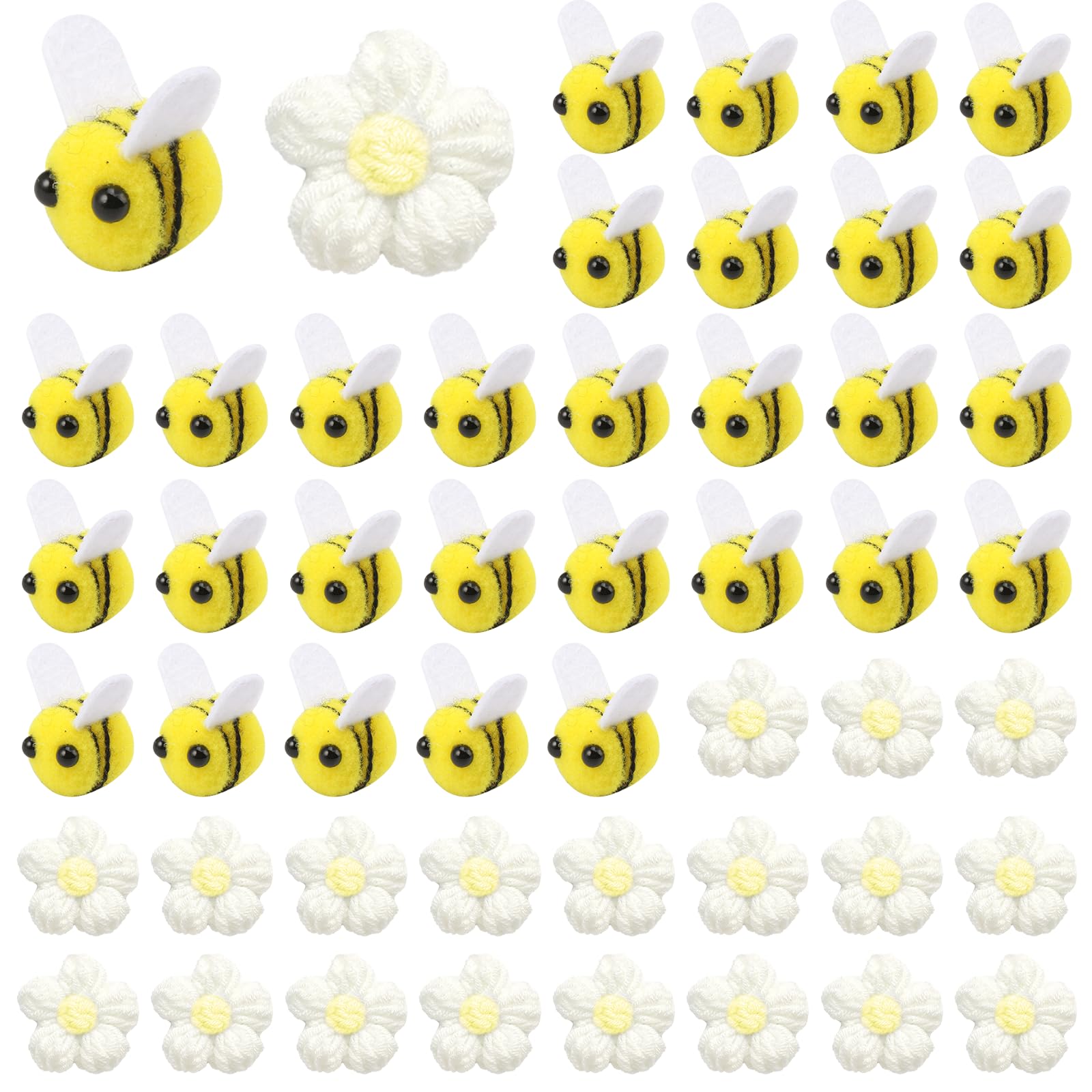 50 Stück Bienen Deko – 30 Filzbienen & 20 Häkelblumen, Niedlich & Leicht, Für DIY, Kostüme & Partydekoration