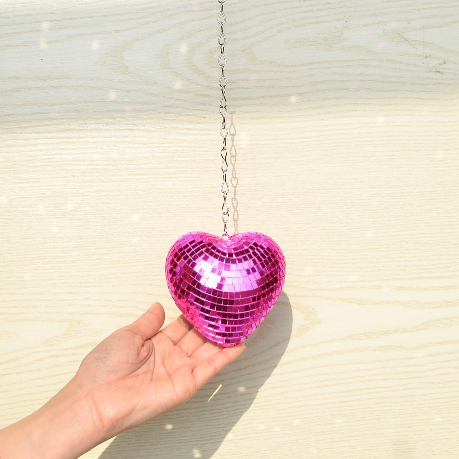 Juego de adornos de corazón inspirados, decoración de metal con espejo, 5 piezas de exhibición en para habitación, foto, telón de fondo, estilo colgante, bola de espejo, decoración de bola de de