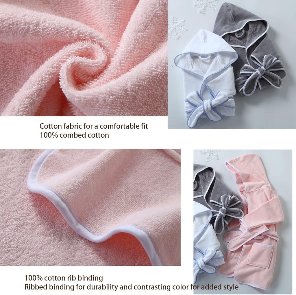 XUEMML Bathrobes For Girls，Toddlers Kids Hooded Robe Boys Girls Soft Towel Bathrobes Pajamas Plush Robe