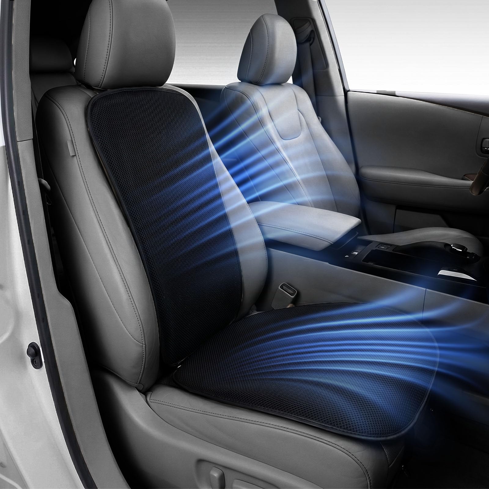 Coprisedile per auto, 12 V, 3 velocità, cuscino ventilato, tappetino di raffreddamento per sedile auto, universale, per SUV, camion, nero