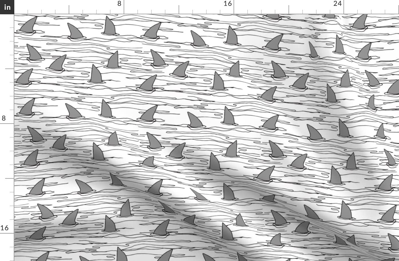 Spoonflower Fabric - Shark Sharks White Background Ocean Beach Summer Printed on Organic Cotton Sateen Fabric by The Yard - Sewing Quilting Apparel Home Decor