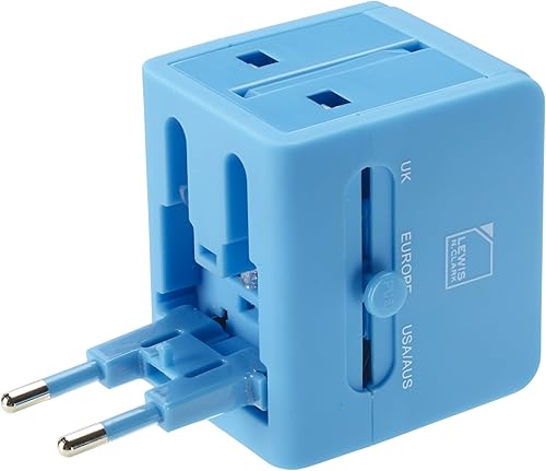 Miniatura 4 de Lewis N. Clark Global Adapter con cargador USB, Azul), EK150BLU