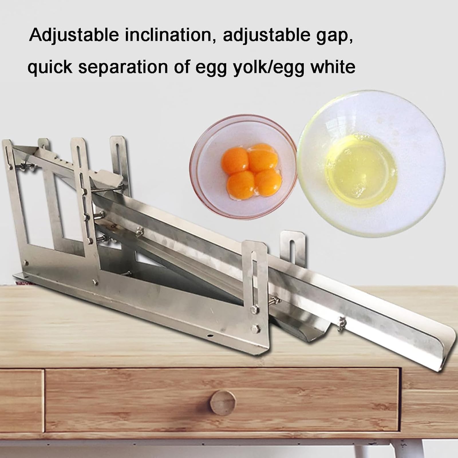 Edelstahl Eigelb-Trennmaschine, 500-800 Eier/h, 3s schnelle Trennung, einstellbare Höhe für Zuhause, Küche und Bäckerei, 2 mm Materialstärke