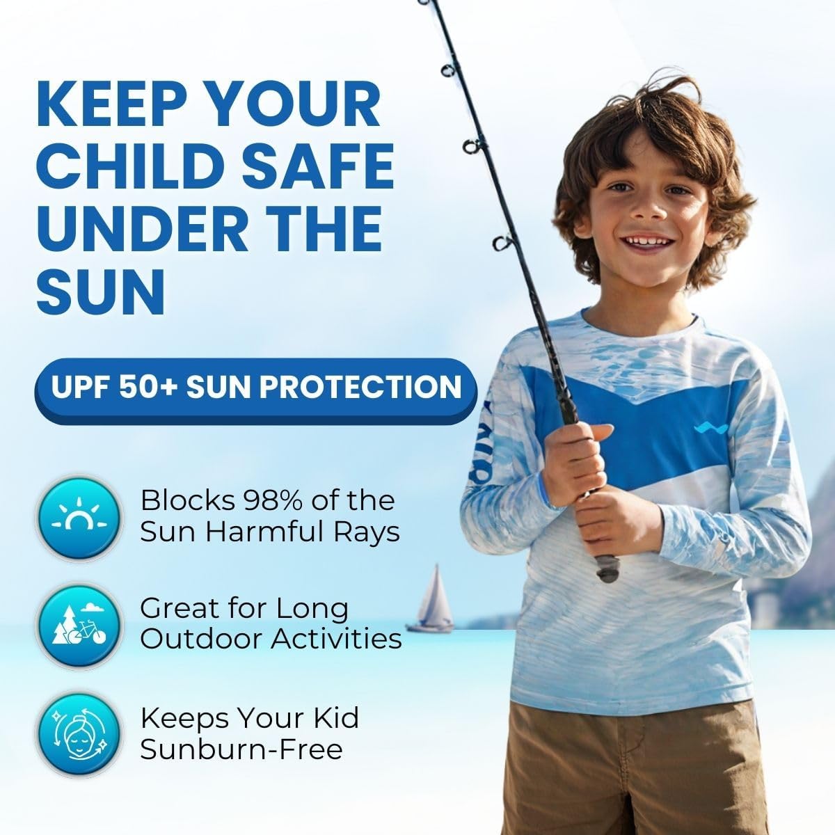 WindRider Kids UPF 50+ Rash Guard - Boys & Girls Long Sleeve Swim Shirt, Quick-Dry Sun Protection, Ages 4-14