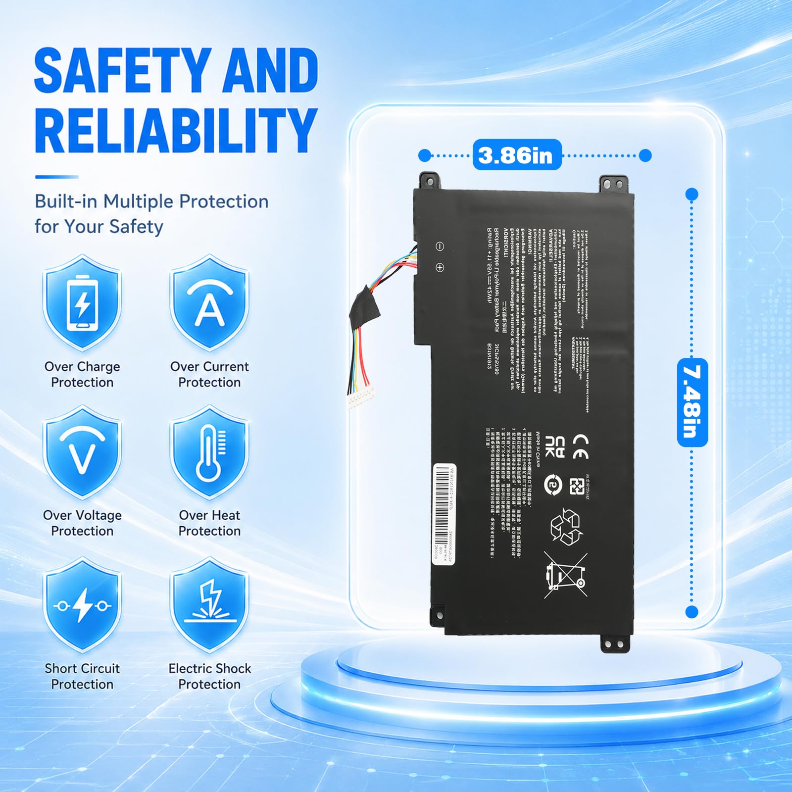 B31N1912 C31N1912 Batterie pour Asus VivoBook Go 14 E410MA L410MA E410KA E510KA E510MA R429MA L510MA F414MA E510MA-EJ614 F414MA-EK1890WS