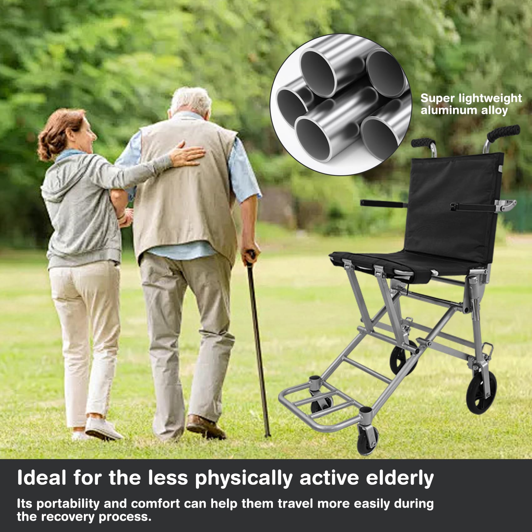 Lightweight Folding Wheelchair - Portable & Travel -7