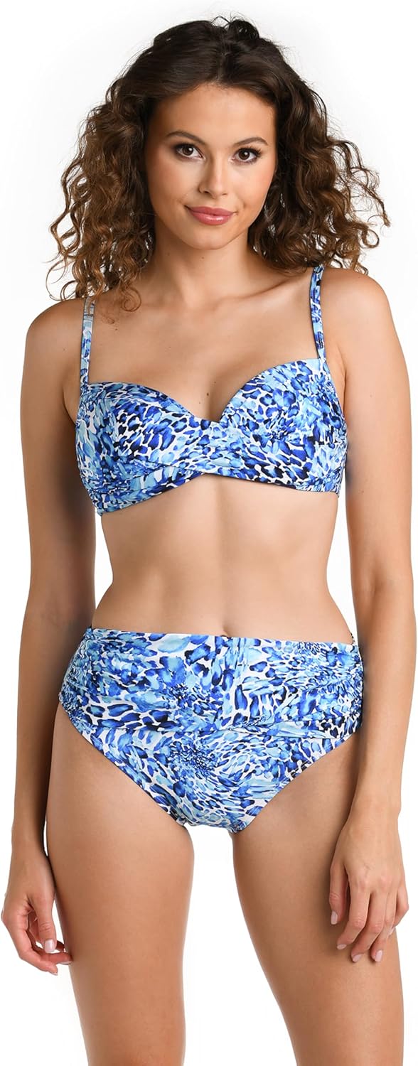 La Blanca Women's Over The Shoulder Wrap Bikini Swimsuit Top