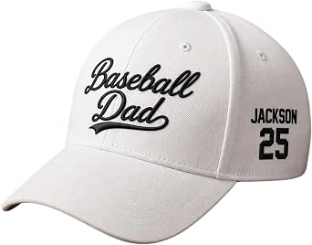 Personalized Baseball Dad Embroidered Cap, Baseball Embroidered Hat, Custom Name Number Cap, Sport Gift for Grandpa