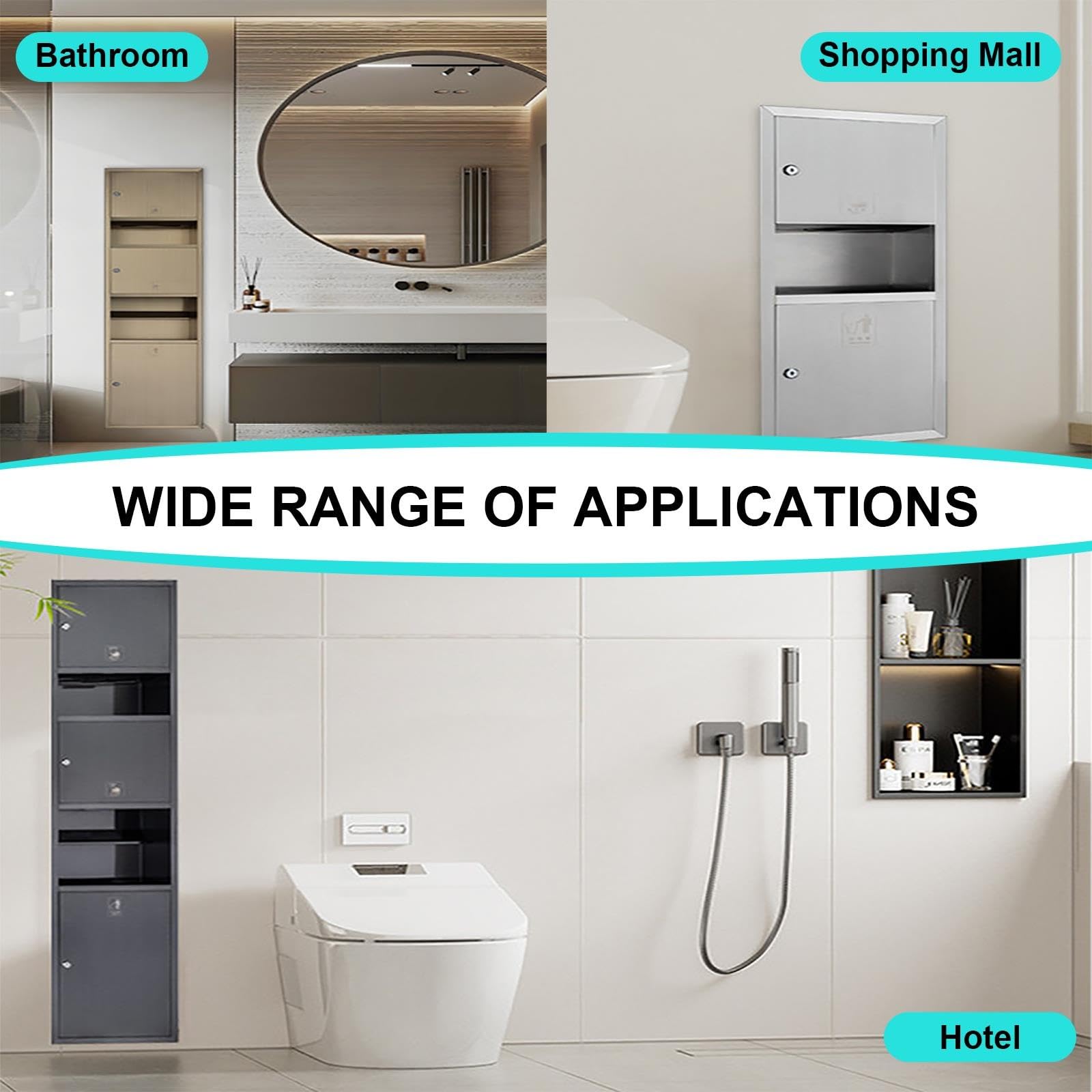 Niche Encastrée en Acier Inoxydable pour Papier Toilette, Rangement Mural