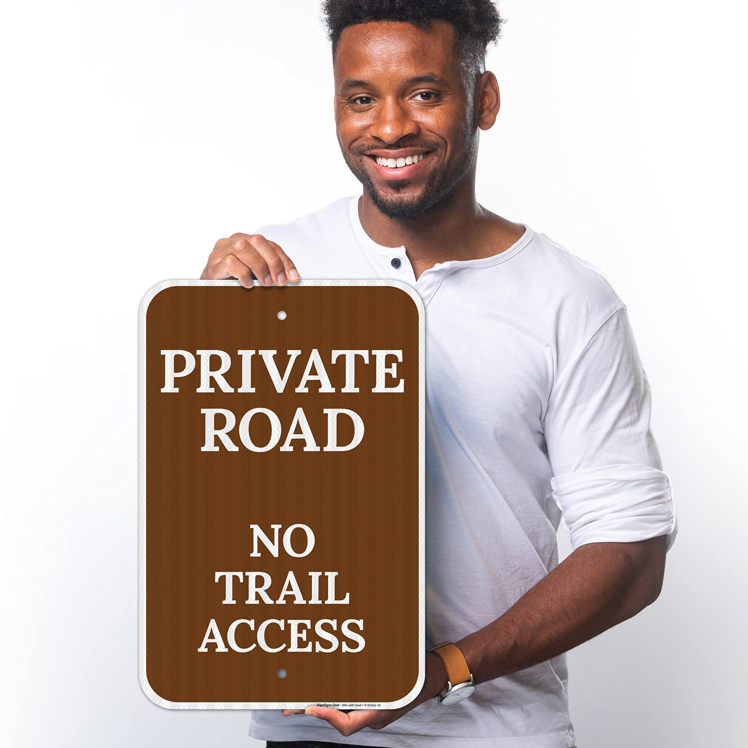 Private Road No Trail Access Sign, 12x18 Inches, 3M EGP Reflective .063 Aluminum, Fade Resistant, Made in USA