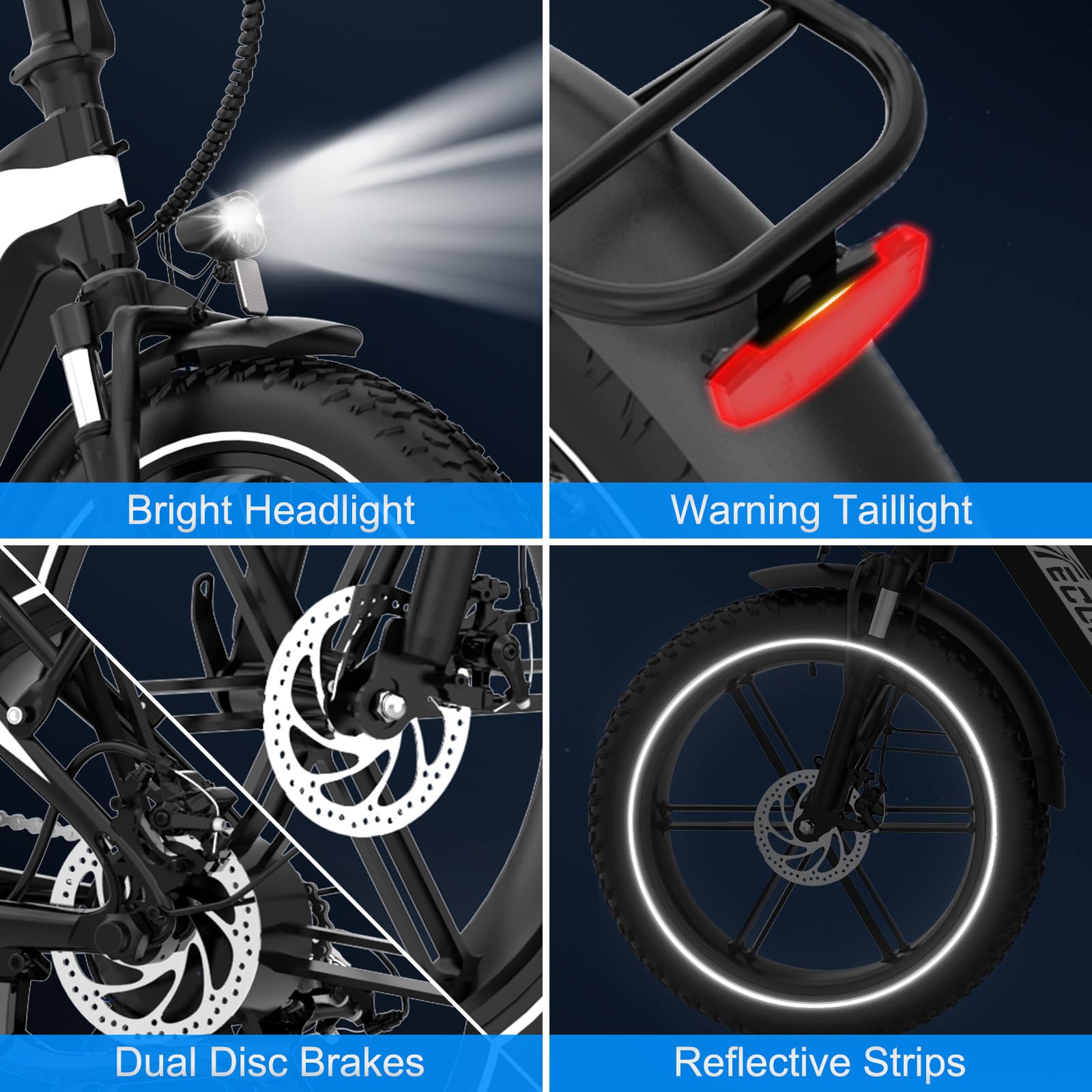 E Bike Klapprad, E-Bike mit 20×4,0 Zoll Fat Tire, Hochfester Körper, 48V 499.2Wh Akku, 7-Gang, LCD-Display, 250W Motor & 25Km/h Elektrofahrräder für Herren und Damen
