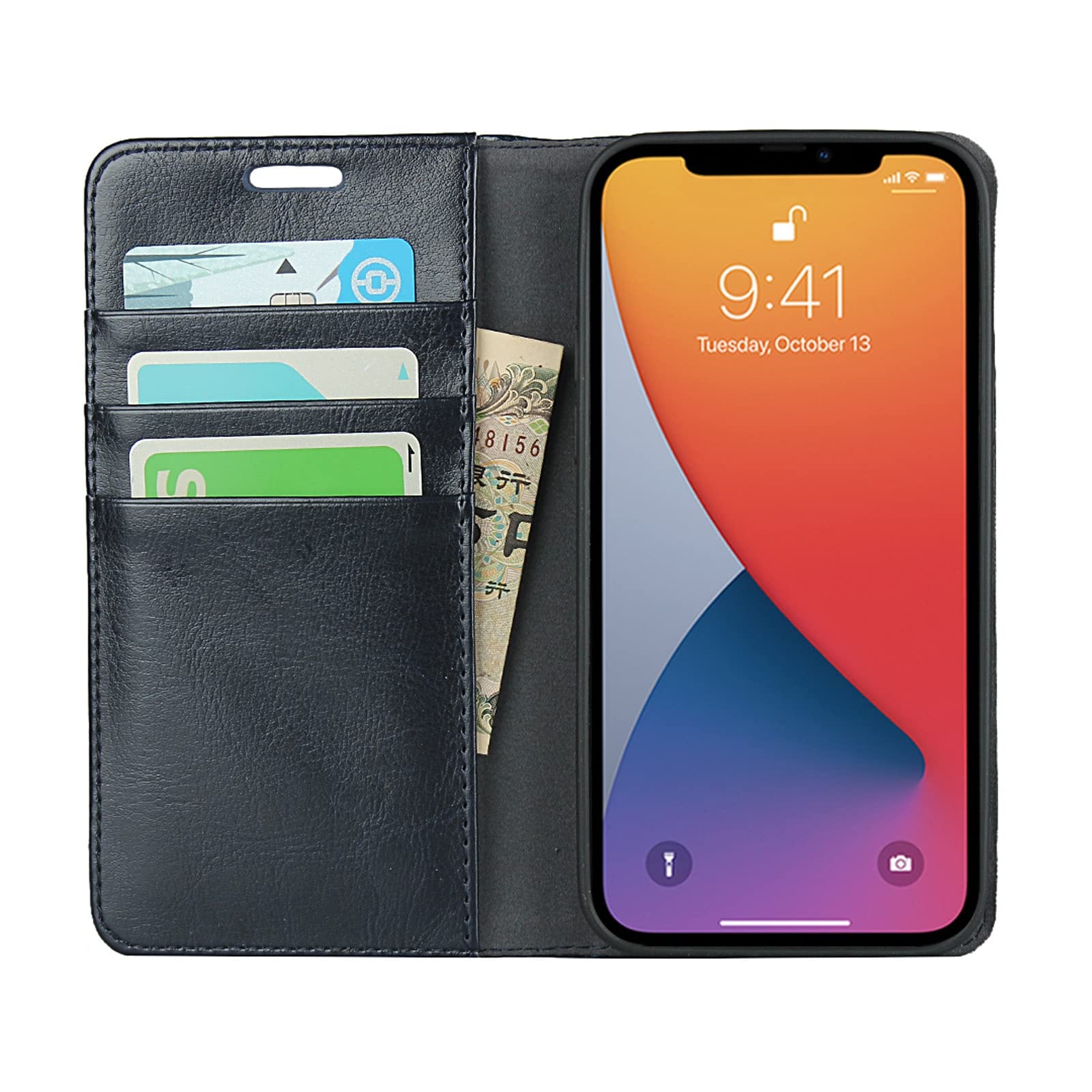 LTL Hülle Für iPhone 13 Mini/13/13 Pro/13 Pro Max,Stoßfeste Klapphülle Flip Wallet Tasche Case Mit Ständer Und Kartenfächer/Magnetverschluss,Blau,13 Pro 6.1"