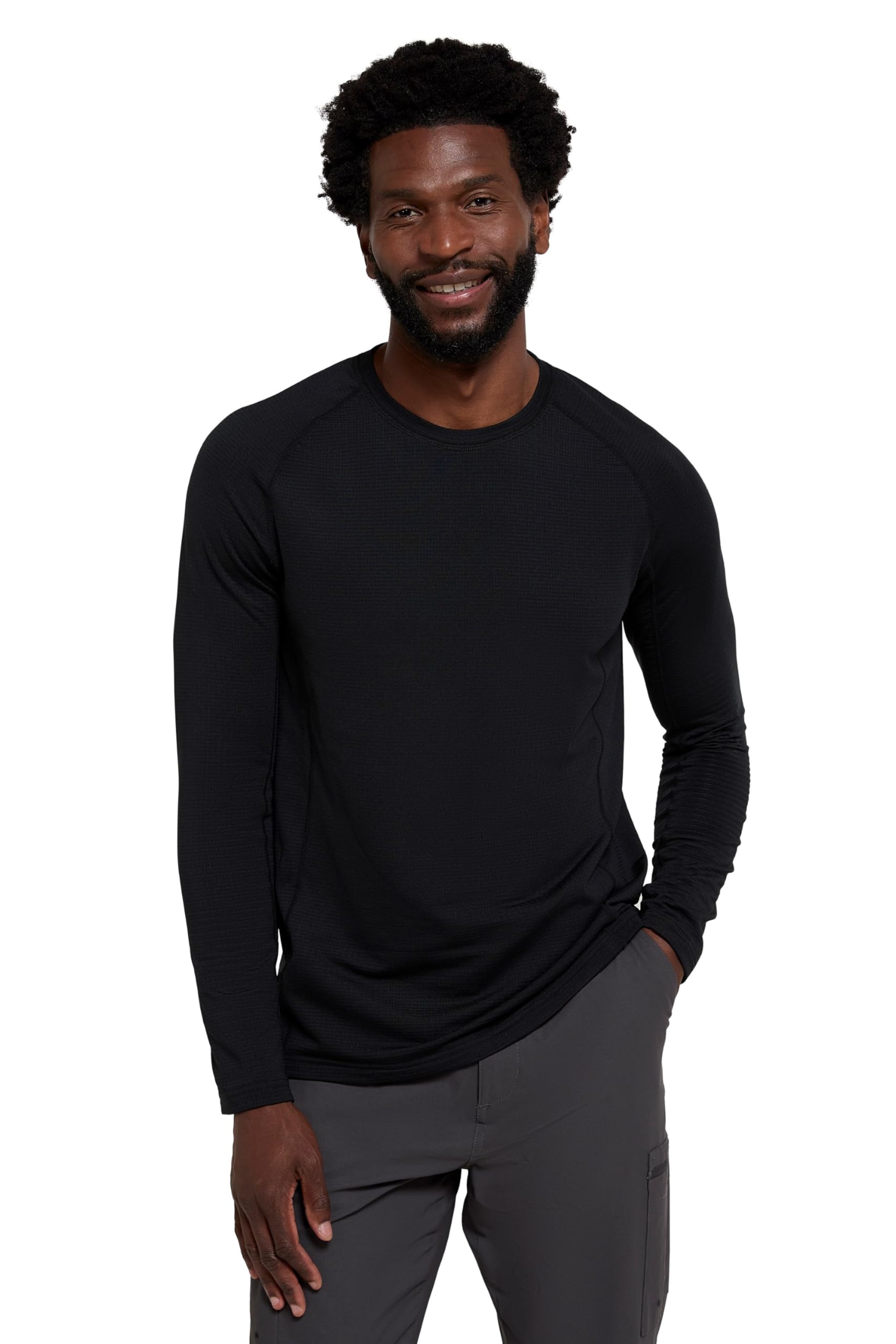 Mountain Warehouse Vermont Mens Base Layer Top - Breathable & Lightweight Isotherm Baselayer - Winter Camping, Outdoors, Travelling & Hiking Black XXS