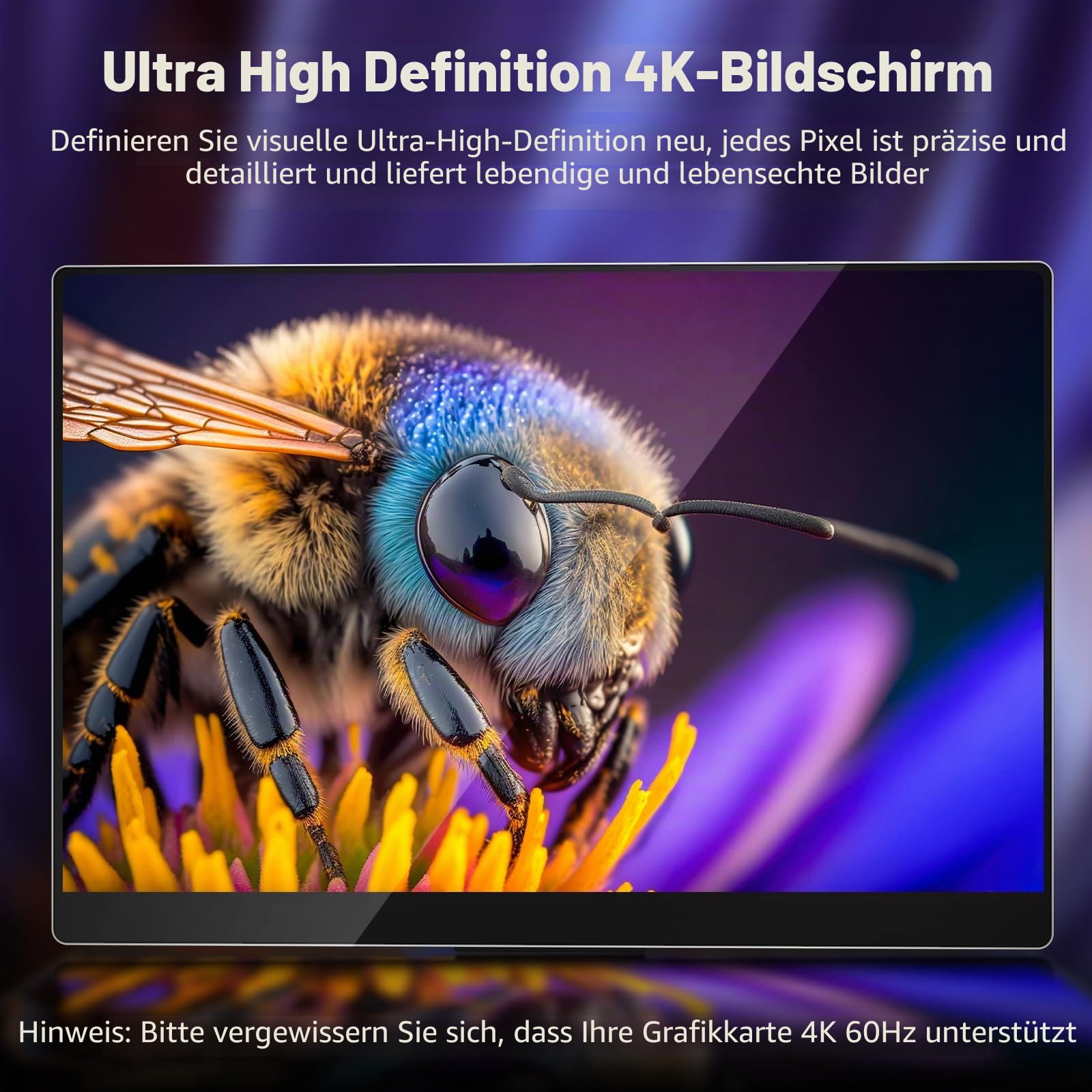 InnoView 14 Zoll UHD OLED Tragbarer Monitor, 4K, 100% DCI-P3, 1MS, USB-C HDMI, Schwarz, 35.6 cm, 16:10, 100.000:1 Kontrast, Business, Unterhaltung, Foto- & Videobearbeitung
