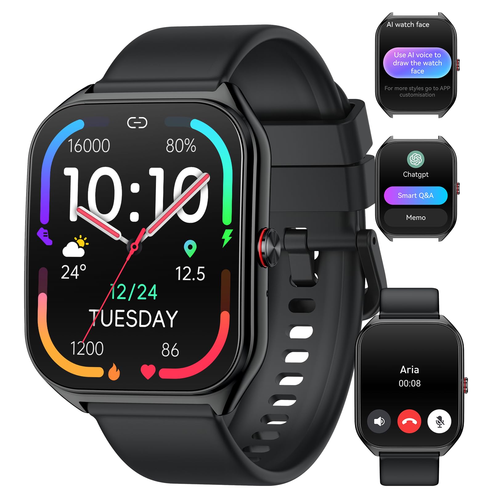 Fempoin Smart Watch per uomo e donna, oltre 100 modalità sportive, monitoraggio della frequenza cardiaca e del sonno, contapassi, smartwatch per Android iOS, smartwatch (rispondere/effettuare chiamate