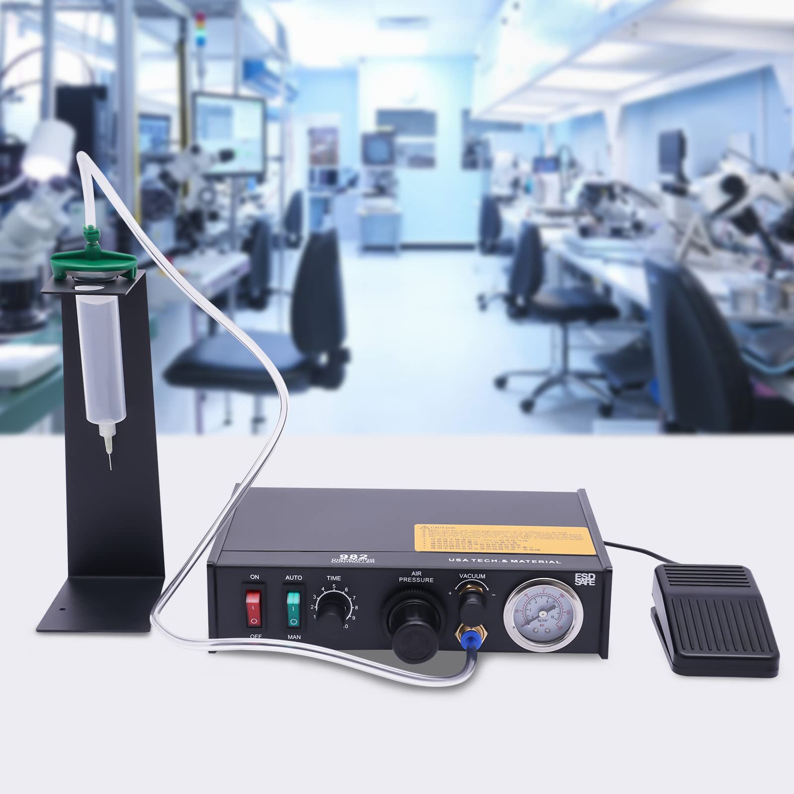 Semi-Automatic Glue Dispenser Machine, Pneumatic Dispensing Machine Solder Liquid Controller 982, Glue Dropper Glue Liquid Adhesive Dispenser, 110V