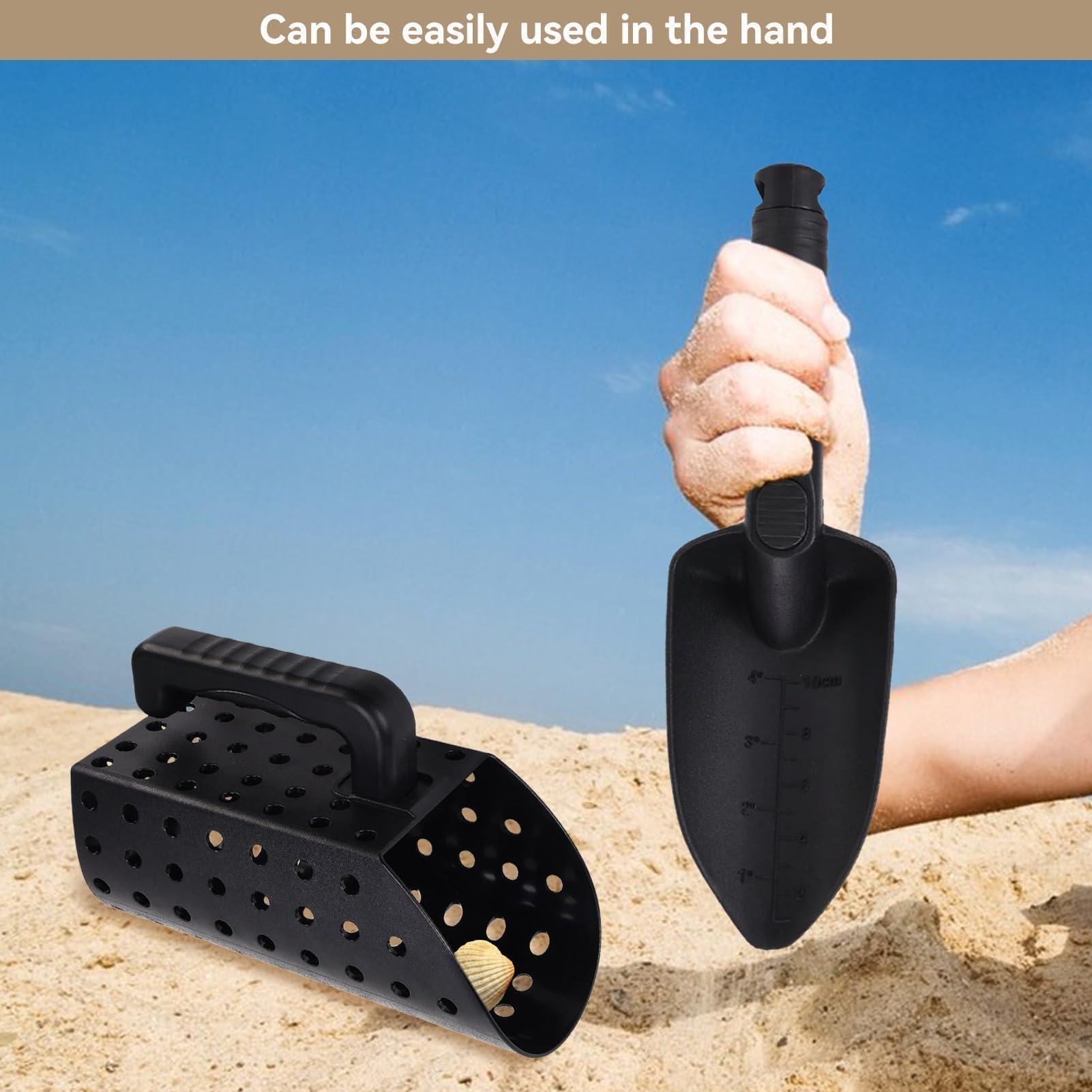Cyrank Accessoires pour détecteurs de métaux, Shark Teeth Screen Pelle à Sable et Pelle à détection de métaux pour détection de métaux Pelle de Plage Pelle à détection de métaux, Pelle a granulés