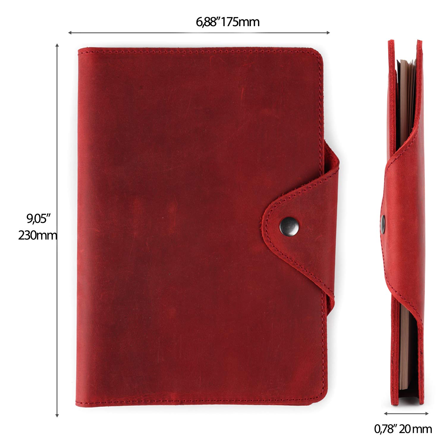 Londo Portfolio Vera Pelle Blocco Note Chiusura Scatto Cartella Elegante Funzionale