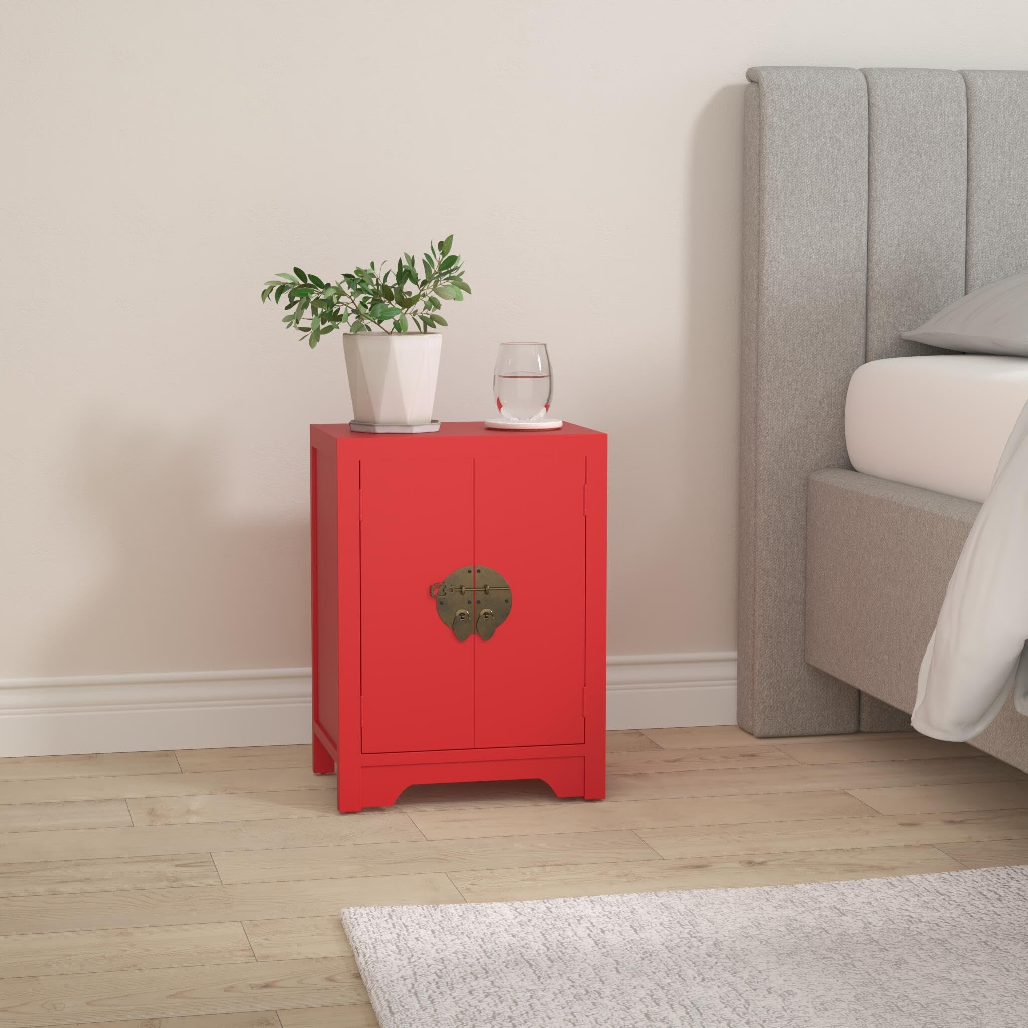 vidaXL Table de Chevet Table de Nuit Armoire de Chevet Bout de Canapé Chambre à Coucher Salon Maison Intérieur Rouge Bois de Paulownia