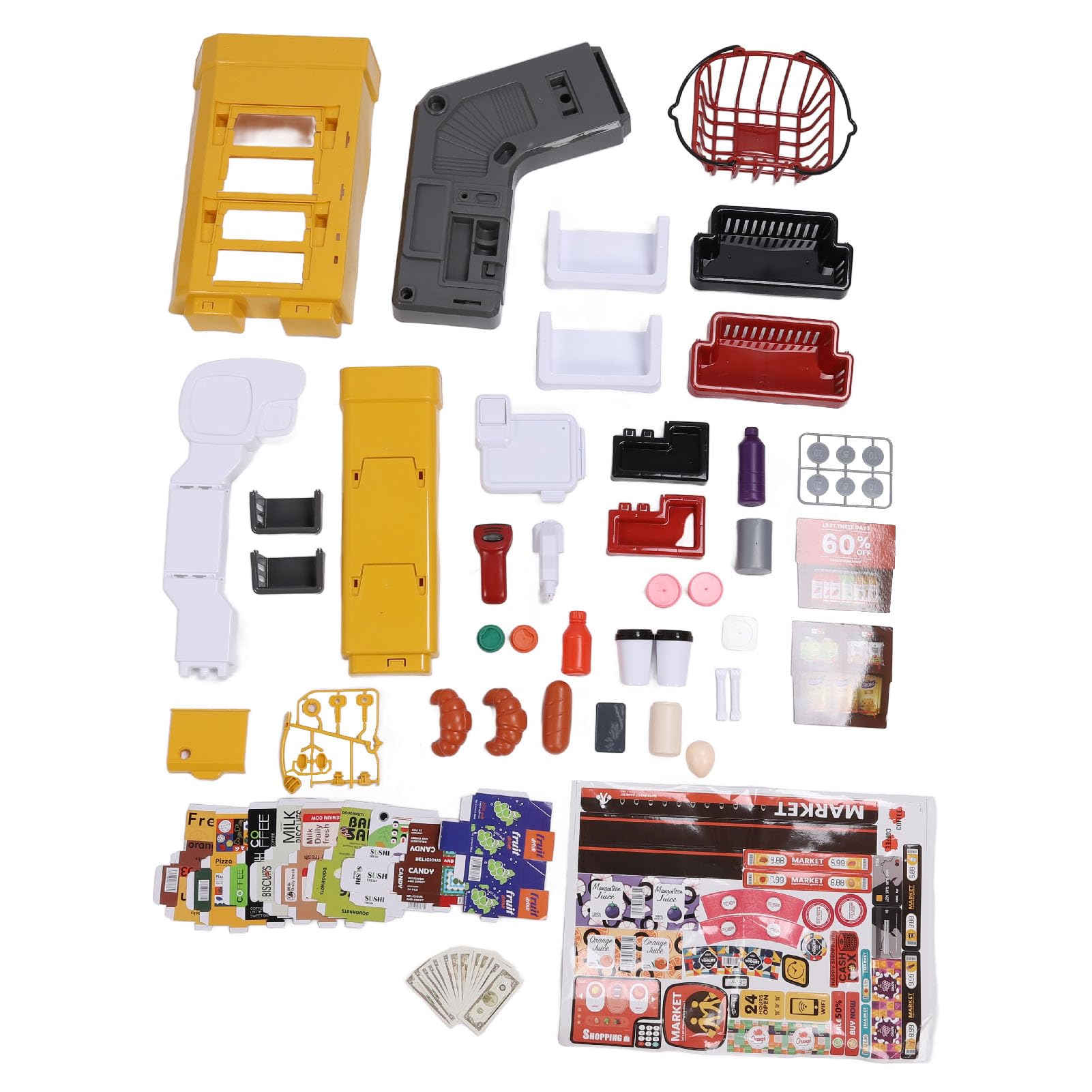 Alomejor Set da Gioco per Supermercato per Bambini, Carrello della Spesa Interattivo con Effetti Sonori e Luminosi, Gioco di Finzione, Giocattolo del Negozio di Alimentari per i più Piccoli