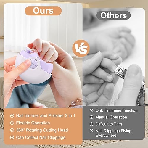 Miniatura 4 de Cortaúñas eléctrico, 2 en 1, cortaúñas automático de pulido eléctrico, recortador de uñas eléctrico portátil con almacenamiento de virutas de uñas,