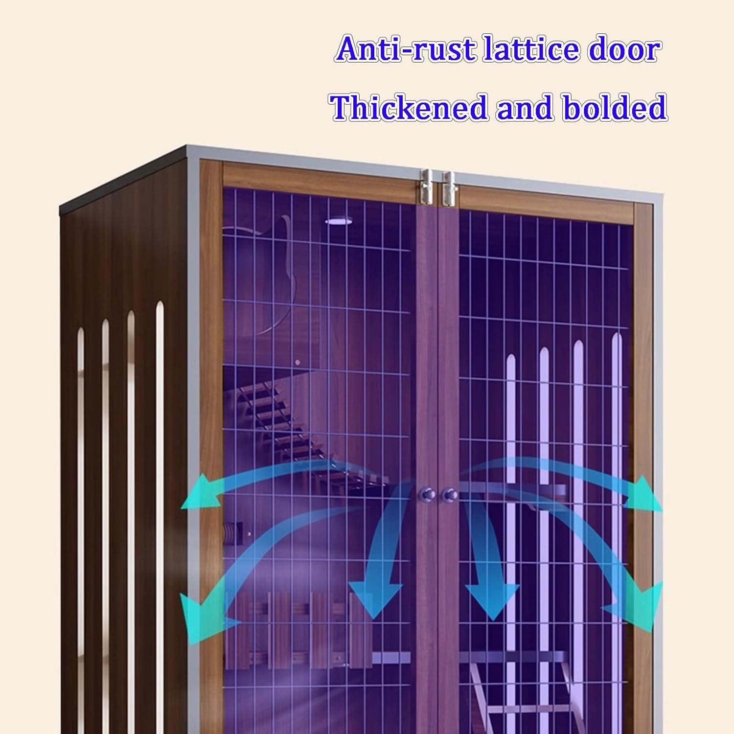 Cat Cage, Solid wood Cat Playpen with Wheels, Small door on The side, Breathable on 3 sides, Very suitable for 1-2 cats for indoor use(Wood color,35.4x59)