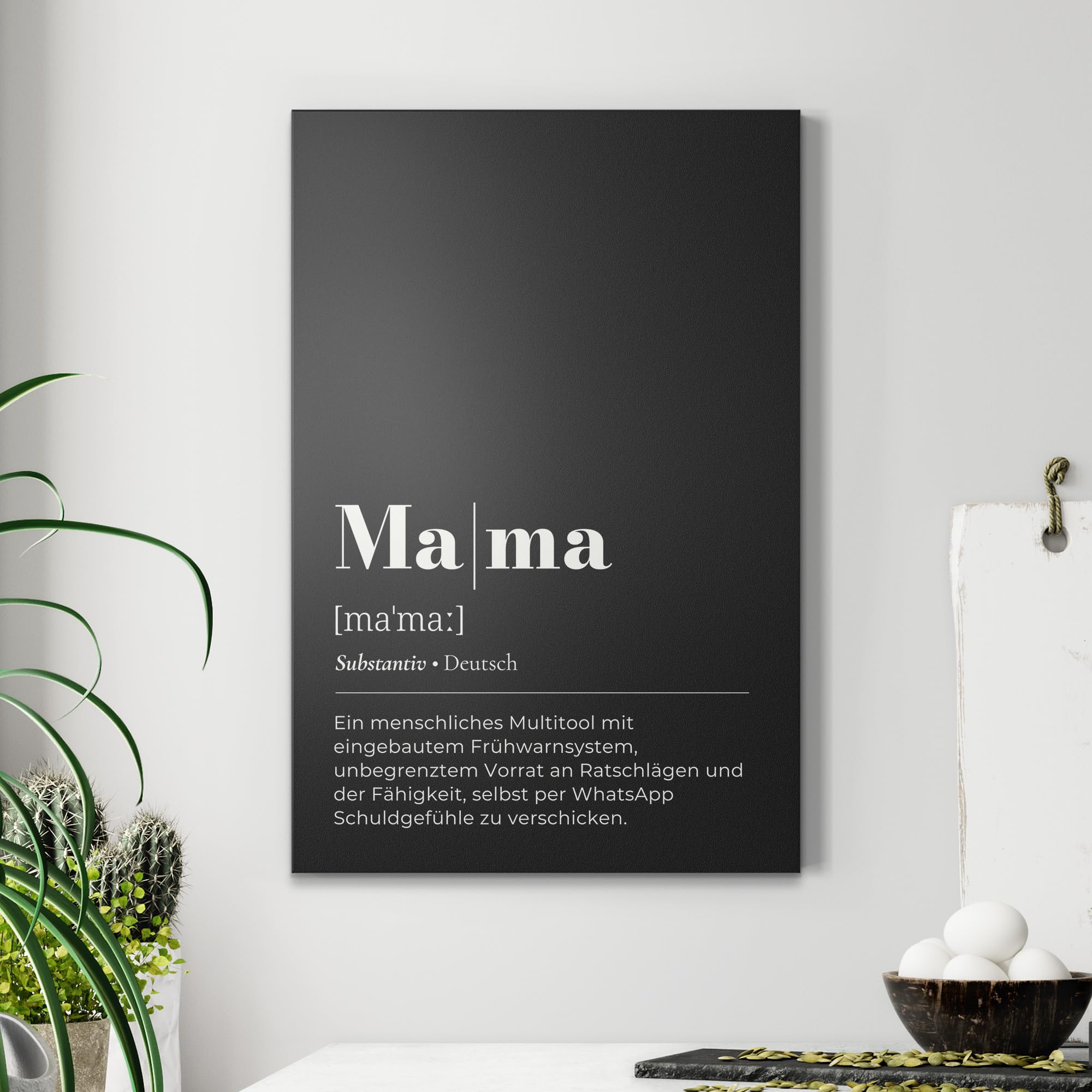 DEQORI Magnetische Kreidetafel mit UV-Druck | Motiv Mama - Definition | Design rechteckig 40x60 cm | Kreide Metalltafel beschreibbar – Wanddeko für Küche, Flur, Kinderzimmer & Büro