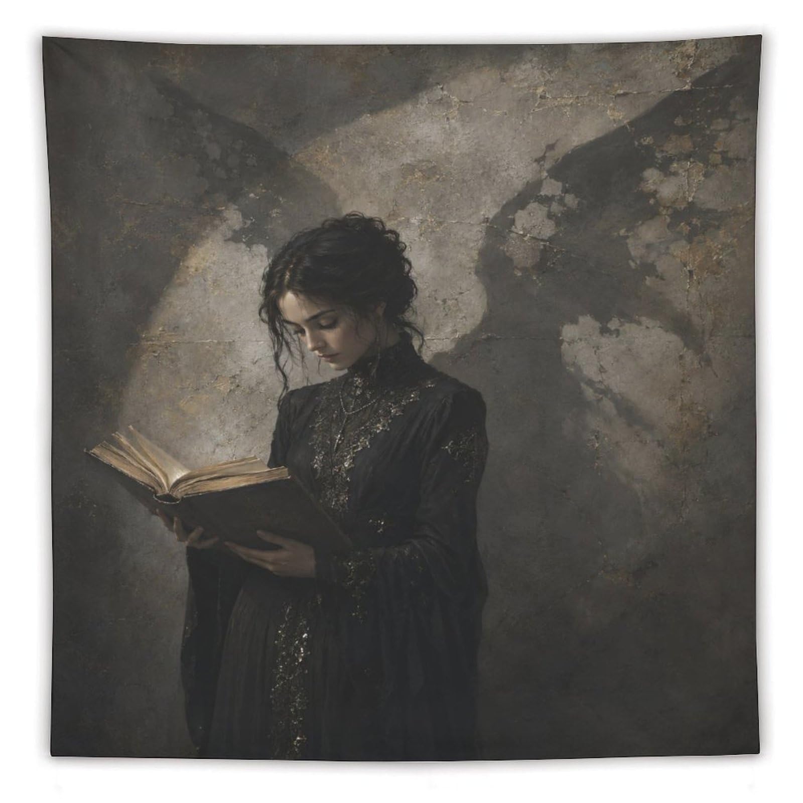 W7C8U2X3 Candlelit Woman Reading Wall Tapestry, Oil Painting, Living Room