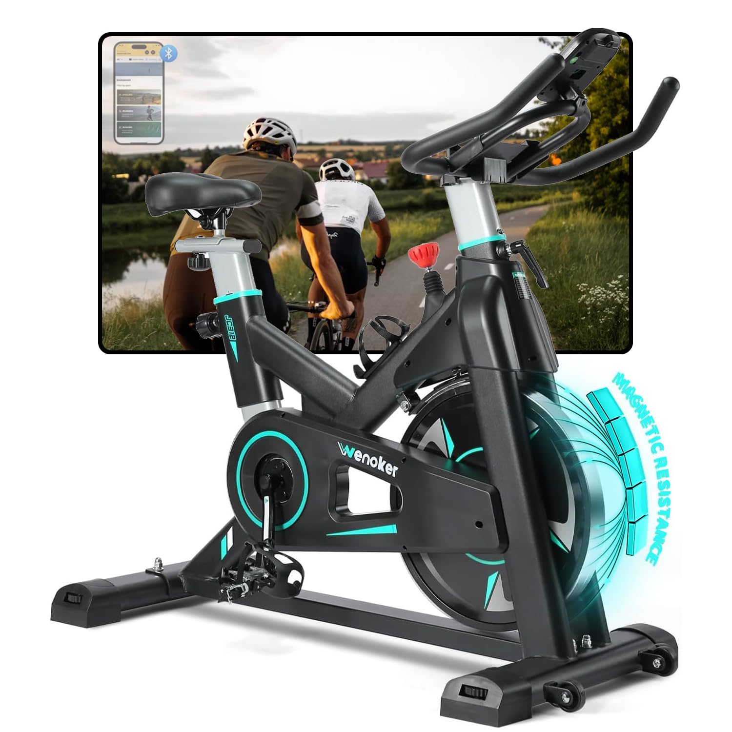 [2026 Aktualisierte]WENOKER Heimtrainer,Magnetwiderstand Stationäres Fahrrad für Zuhause,Indoor Bike mit Flüsterleise,Schweres Schwungrad und Verbesserter LCD-Monitor