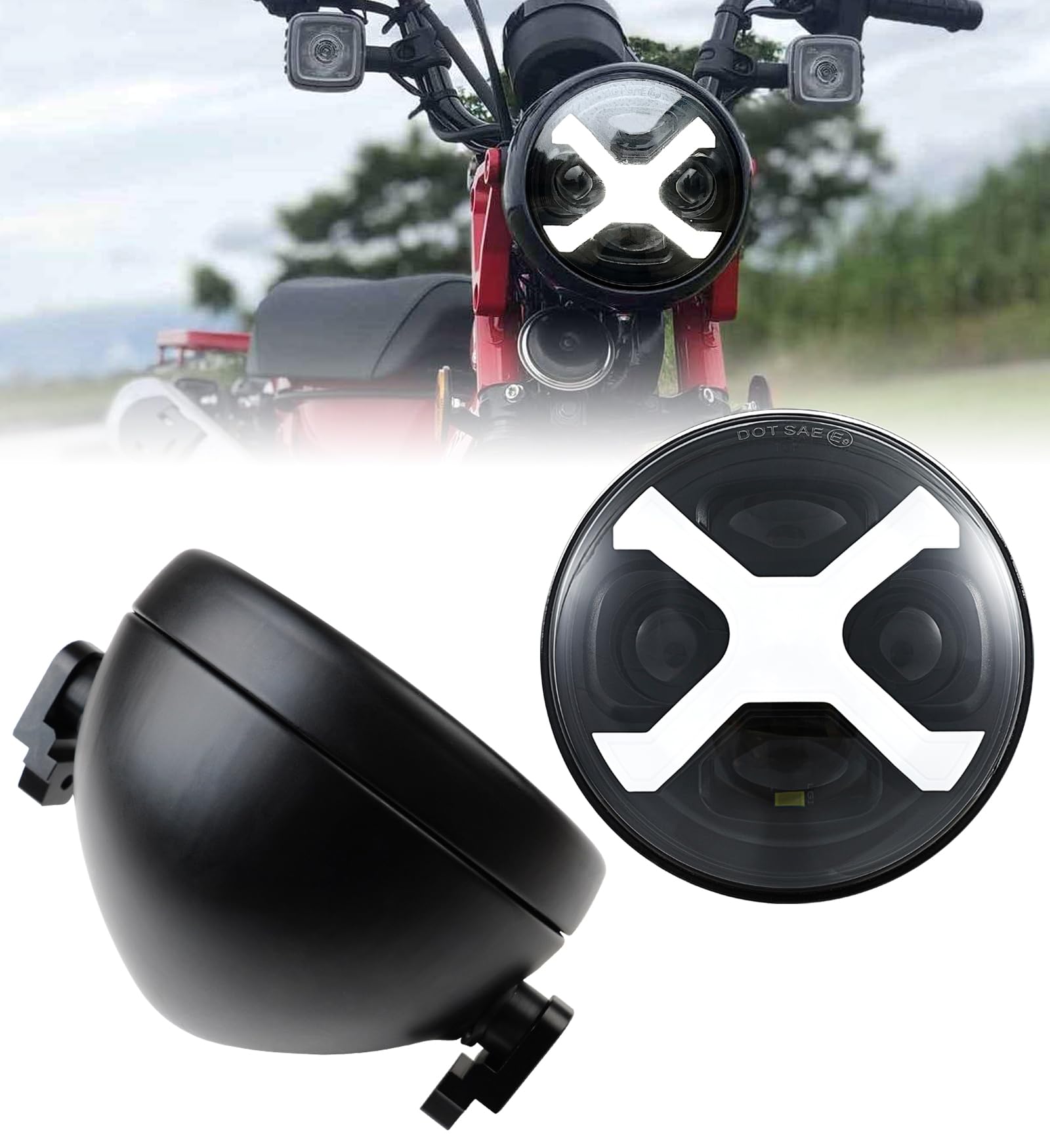 Amazon | HENGTUAOTO ハンターカブCT125 XスタイルホワイトDRLヘッド