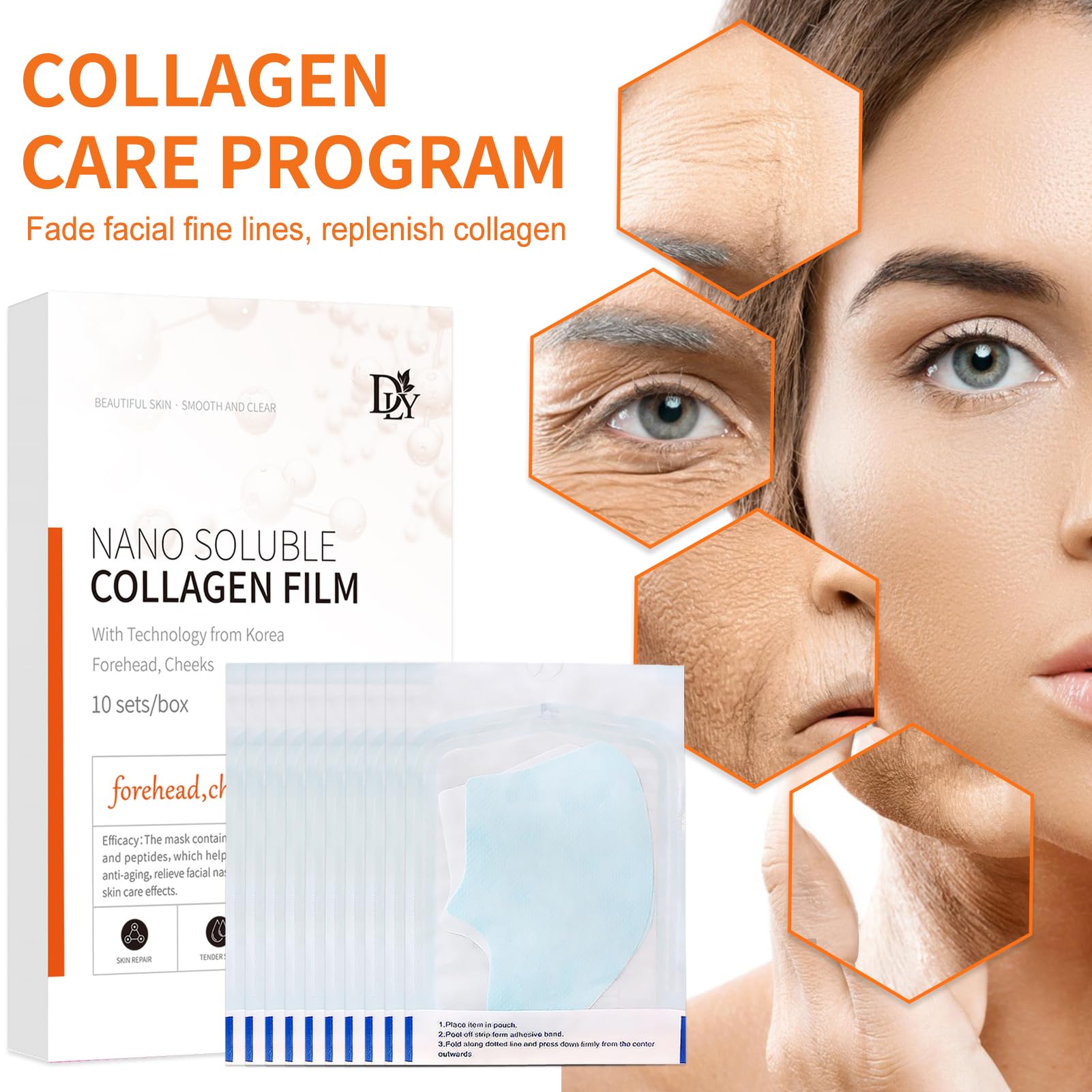 5 Masques Raffermissants Au Collagène Solubles Pour Le Visage - Lot Neuf