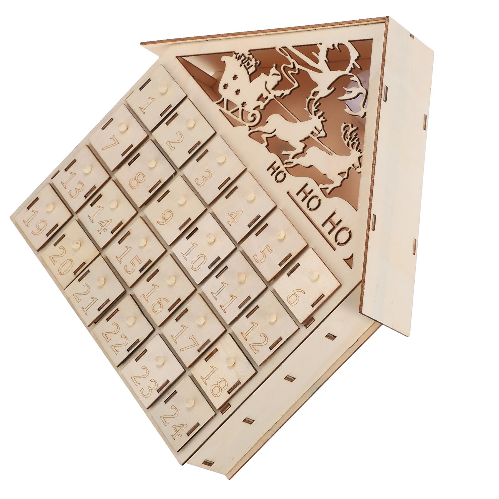 SOIMISS 24cassetto Calendario di Natale in Legno Illuminazione LED Riempibili Decorazione Natalizia Rustica per Famiglia Countdown di Avvento