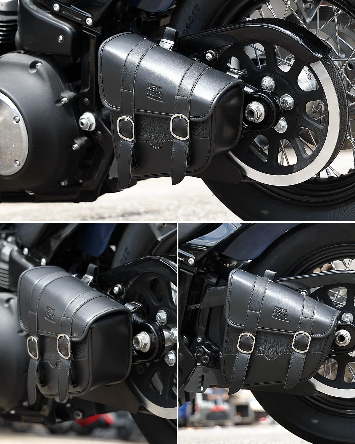 KEMIMOTO Motorcycle Swingarm Bag, Left Side Solo Bags Swing Arm Bags with Synthetic Leather for Softail Models Dyna Low Rider Fat Bob - Image 5