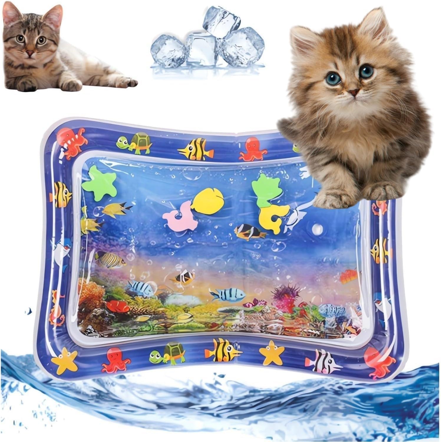 2-Pack Thickened Water Sensor Play Mat For Cats & Dogs - Dolphin Design, Cooling/Warming Pet Activity Mat