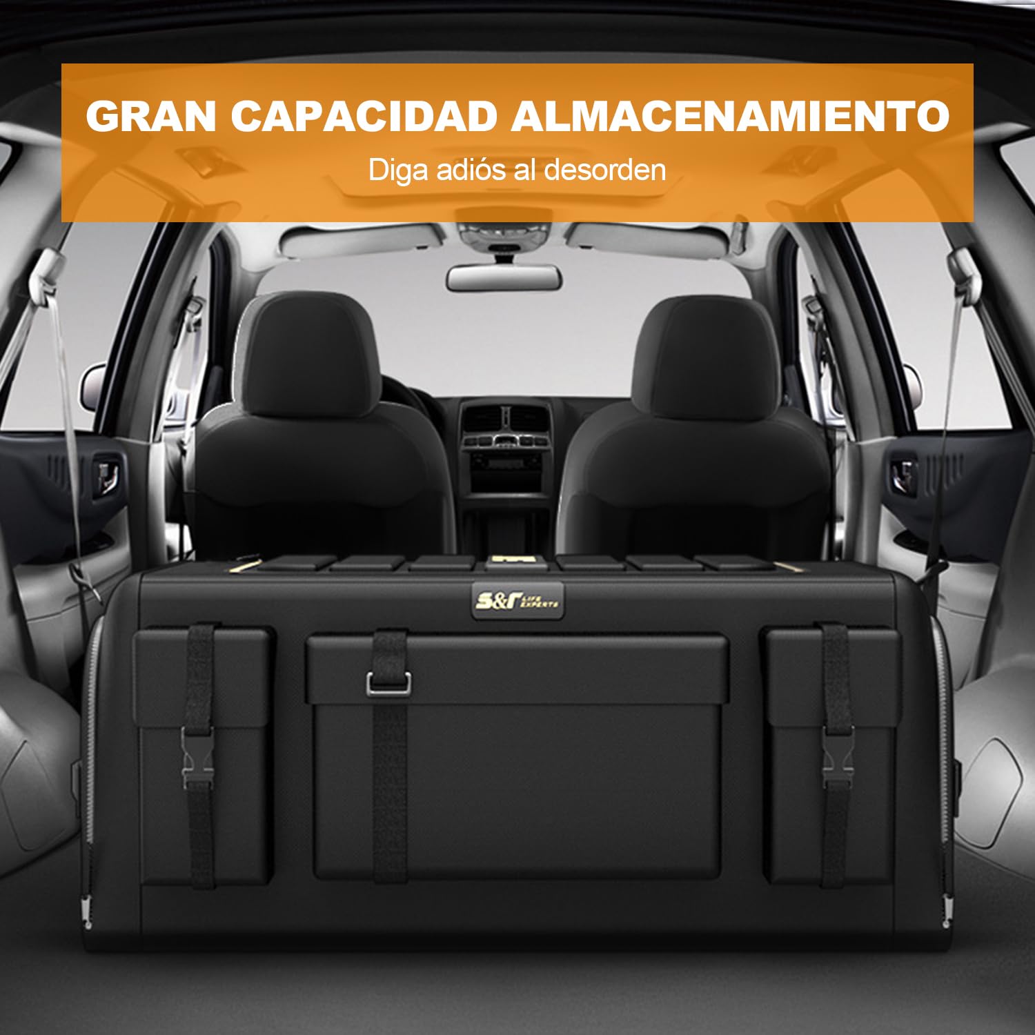 Ergocar - Organizador de maletero de coche, bolsas para maletero de coche, Oxford, 3 veces, tamaño plegable, gran capacidad, organizadores para auto/SUV/camión (negro, 70 l con bolsillos laterales)