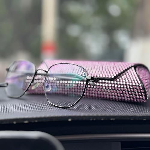 Miniatura 5 de Bling Eyeglass Case for Women, PU Leather Hard Shell Glasses Case with Rhinestones, Sparkly Sunglasses Case Gift