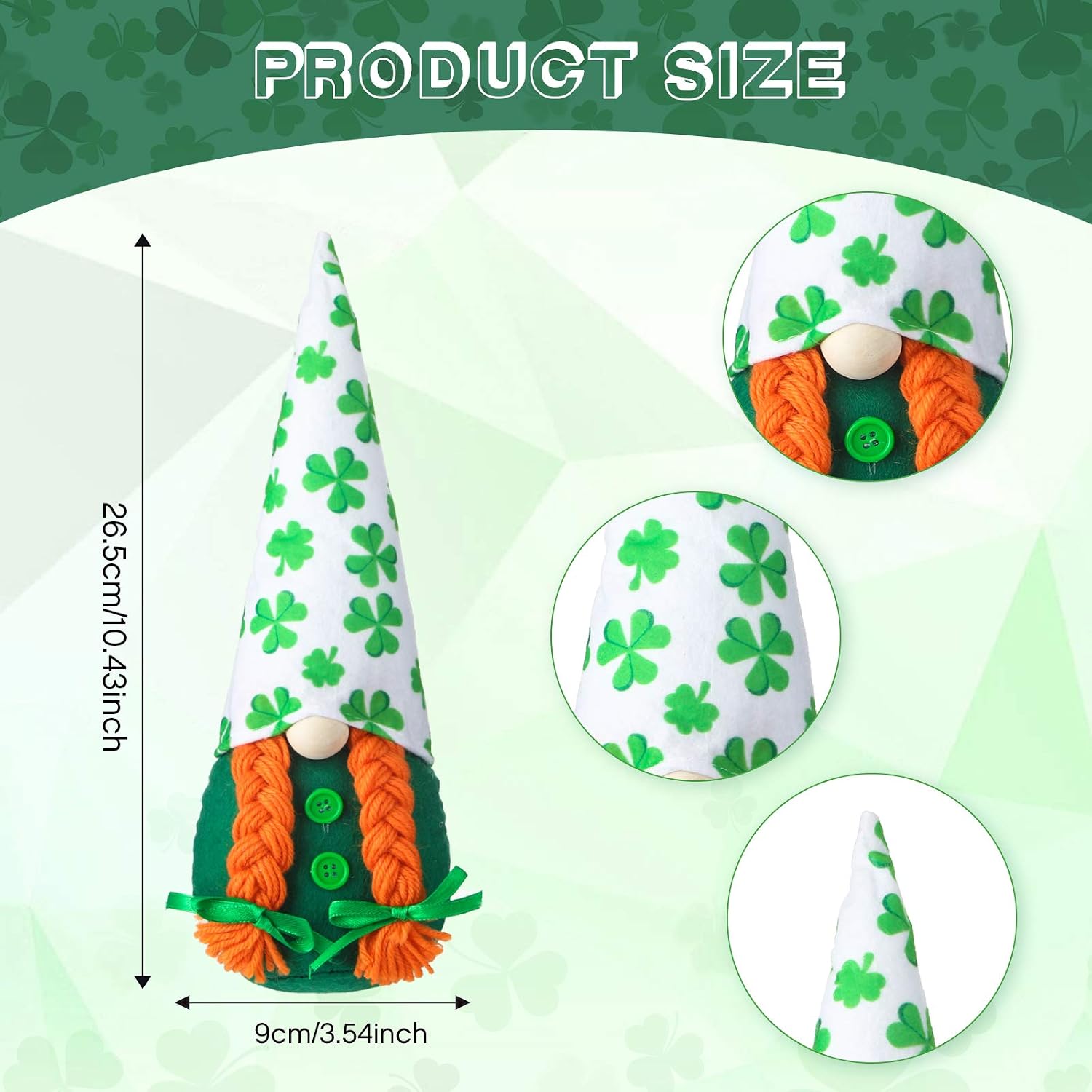 2 Pieces St. Patrick's Day Gnome Irish Leprechaun Tomte Plush Handmade Scandinavian March Nisse Elf Dwarf Green Scandinavian Felt Gnome for Home Holiday Decoration Ornaments (Stylish Style)