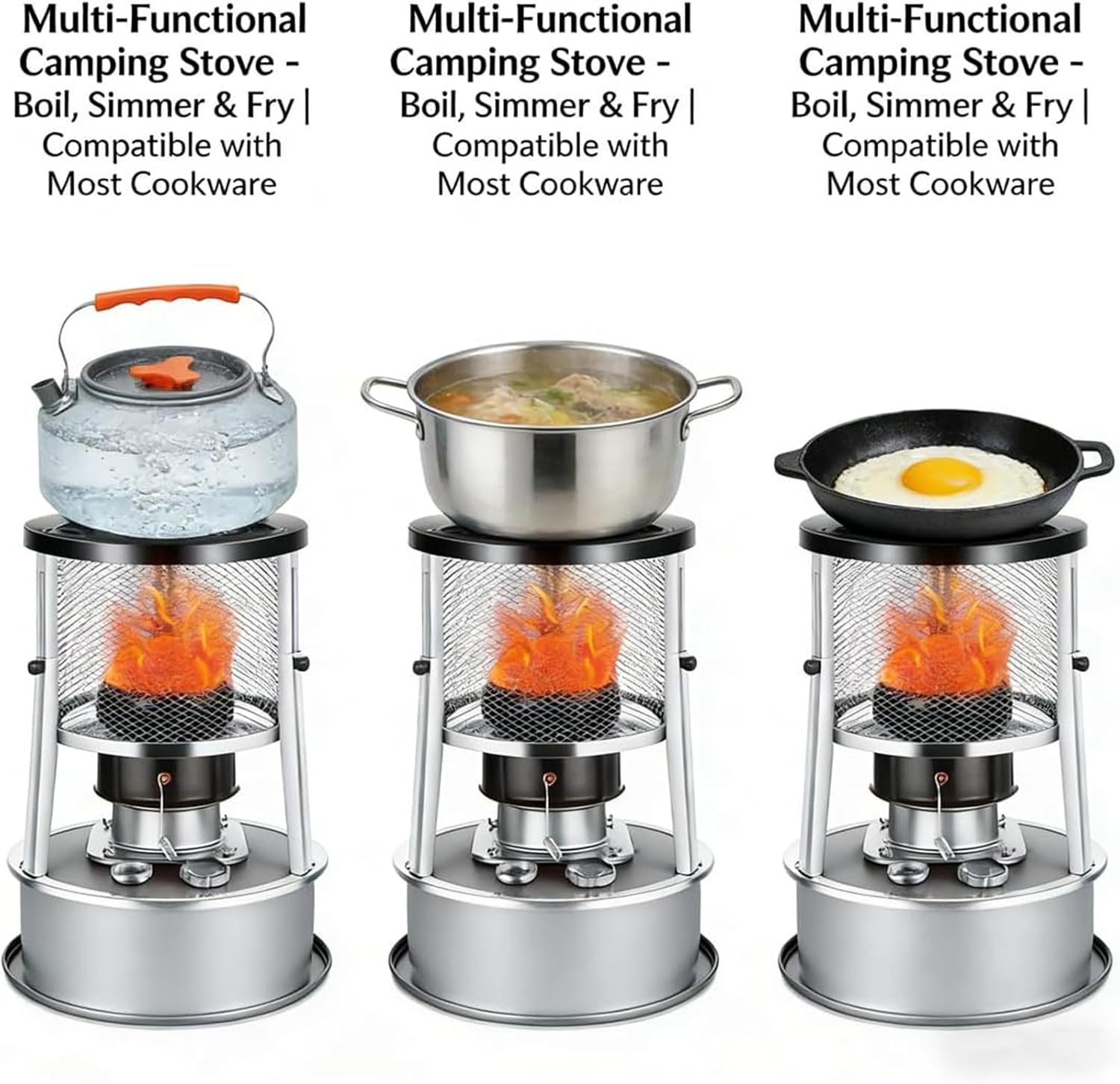 Non Electric Heaters for Indoor, Portable 9000 Btu Kerosene Heater Indoor & Stove 2-in-1, 18-21h Long Kerosene Heater, Emergency Heat & Cooking, for Outdoor Use, Camping, Home, Garage (White)