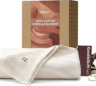 Bedsure 100% Cotton Throw Blanket for Couch - Luxury Aesthetic Woven Tex...